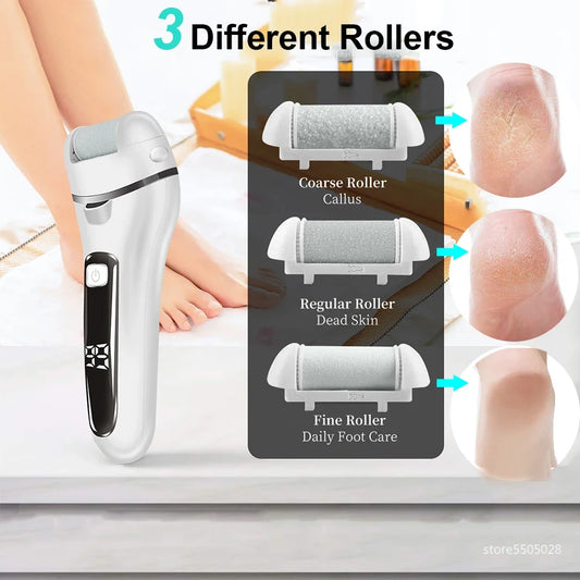 Electric Callus Remover Professional Rechargeable Foot File Pedicure Machine With 3 Heads For Heel Dead Skin Scrubber