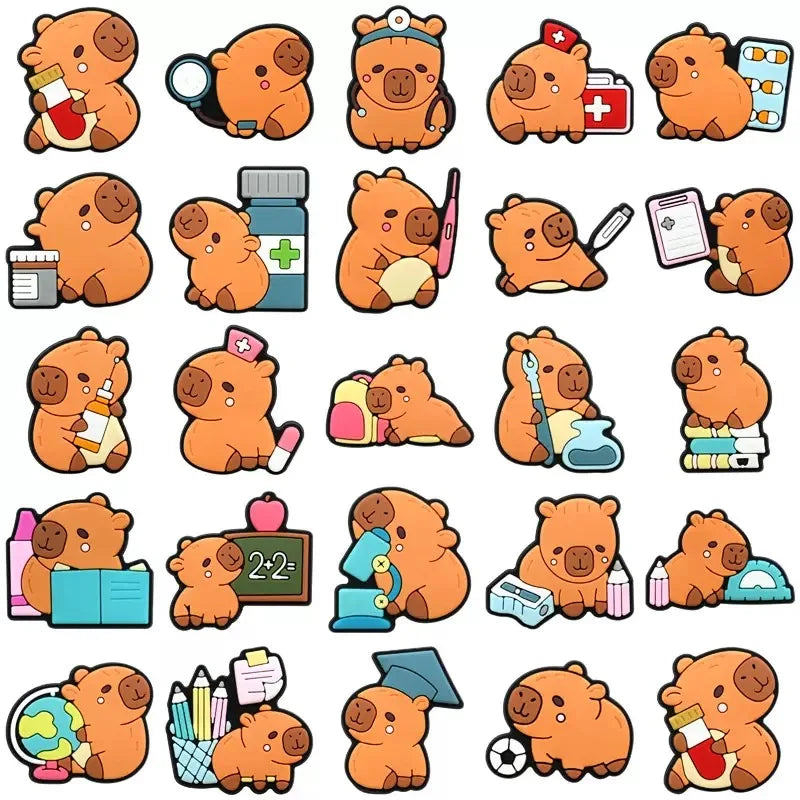 10-50pcs Cute Animals Capybara Shoe Charms PVC Shoes Accessories Decoration Buckle for Clog Sandals Wristband Kids Party Gift