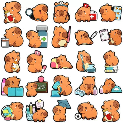 10-50pcs Cute Animals Capybara Shoe Charms PVC Shoes Accessories Decoration Buckle for Clog Sandals Wristband Kids Party Gift