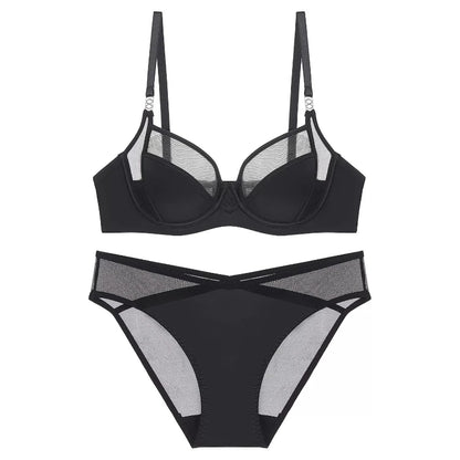 Women Stylish Summer Lingerie Set Satin Soft Wire Bra Push Up Support Anti Sagging Uplifting Minimizing Comfort Daily Wear