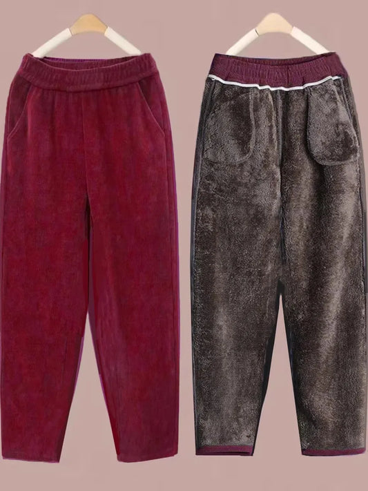 Thickened Lamb Velvet Fleece Lined New Loose Harlan Pants Fashionable All Match Casual Pants mid Aged And Elderly Best Selling