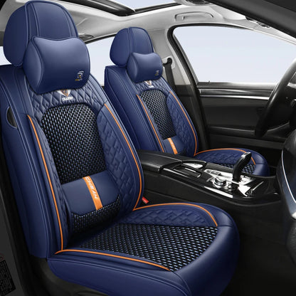 5-seat  car seat cover, new nappa leather ice silk fixed lumbar support, four-season universal, suitable for most cars