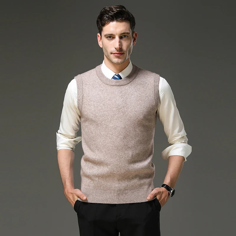 Top Grade Thick Anti-Pilling New Oneck Brand Business Casual Fashion Men Knit Pullover Sweater Vest Autum Winter Sleeveless