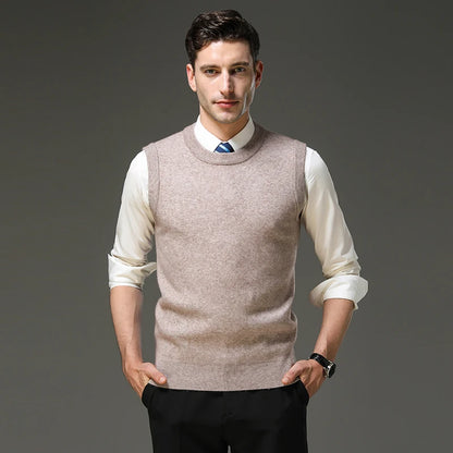 Top Grade Thick Anti-Pilling New Oneck Brand Business Casual Fashion Men Knit Pullover Sweater Vest Autum Winter Sleeveless
