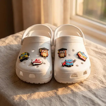 1-20pcs School Student Future Leader Book PVC Sandal Shoe Charms Buckle Clog Fit Wristbands Backpack Decorations Kid Party Gift