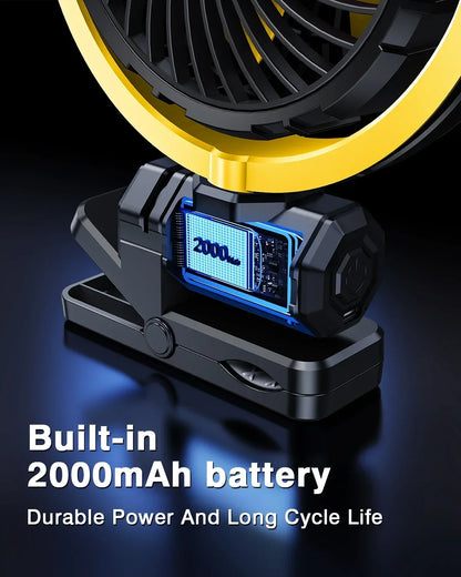 Portable Car Clip on Fan 2000mAh Battery Rotate 5V USB Rechargeable Mini Cooler Fan Car Electronic