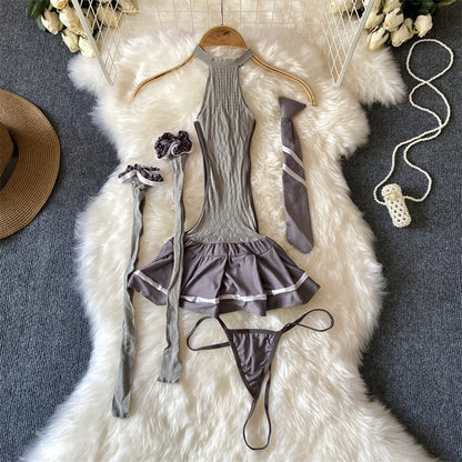 Sexy Lace Strap Jumpsuit Slim Fit Transparent Women's Pajamas Halter Playsuit Erotic Lingerie Catsuit Backless Hollowed Bodysuit