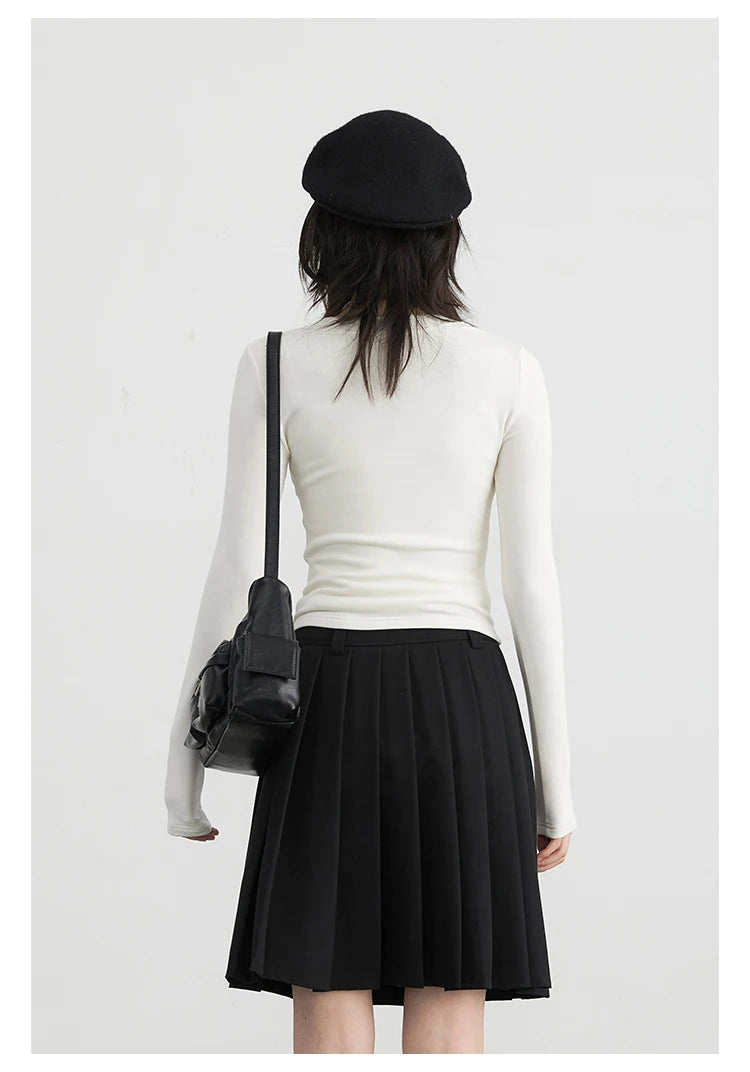 CHIC VEN Women T-Shirts Solid New Basic Heating Cashmere Round Neck Woman Tees Slim Fit Female Tops Spring Autumn 2024