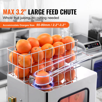 SucceBuy Commercial Orange Juicer Machine 120W Automatic Juice Extractor Stainless Steel Orange Squeezer 20 Oranges/Minute