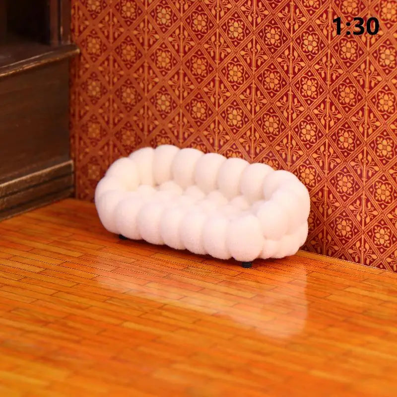 Cloud Sofa Model for Dollhouse - Miniature Living Room Furniture Decoration, Micro Scene Pretend Play Toy for Dolls House