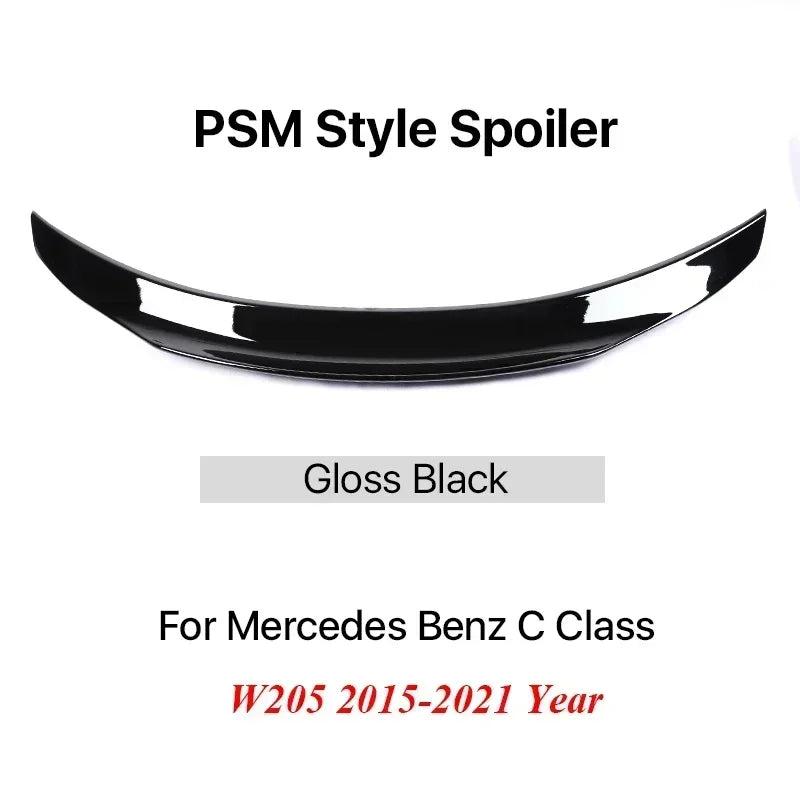 Boot Rear Carbon Fiber Trunk Spoiler for Mercedes Benz C Class Sedan W205 Deflector C63s AMG PSM Style Gloss Black 2015-2021