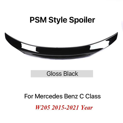 Boot Rear Carbon Fiber Trunk Spoiler for Mercedes Benz C Class Sedan W205 Deflector C63s AMG PSM Style Gloss Black 2015-2021
