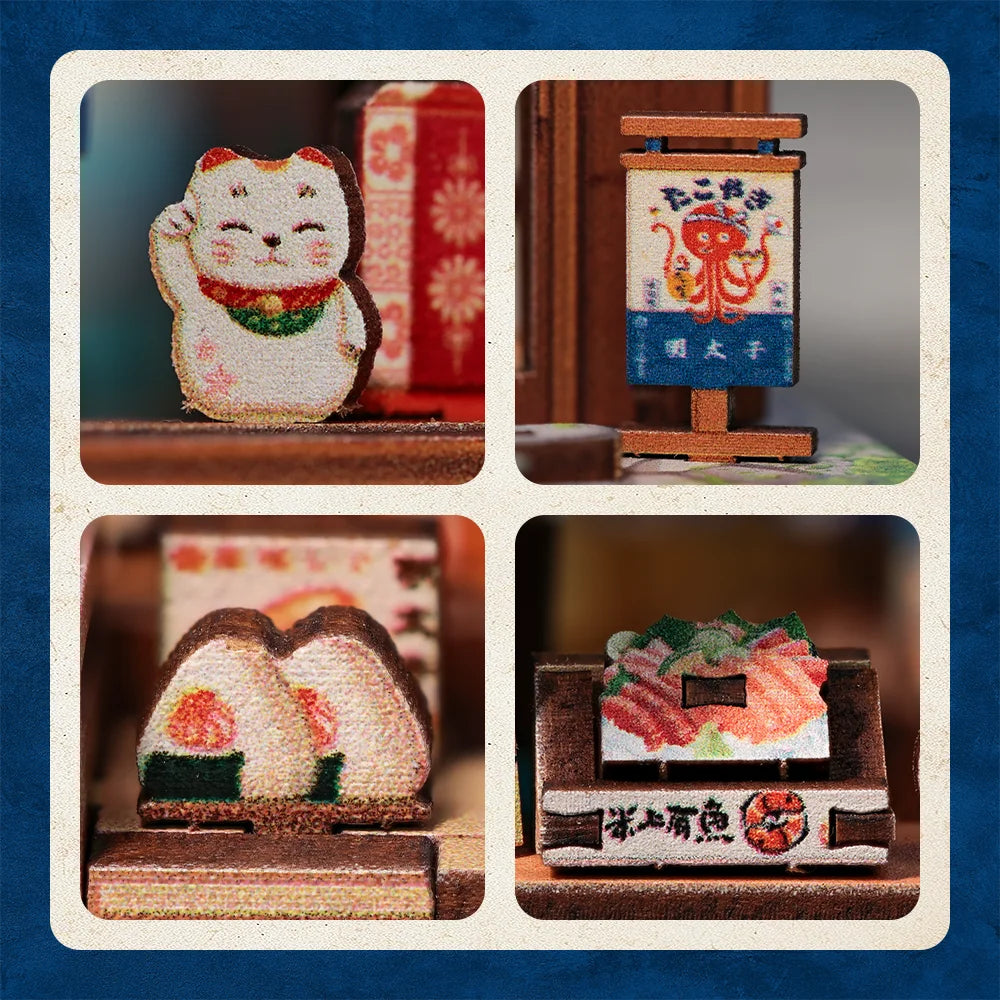 CUTEBEE Book Nook Kit DIY Wooden Doll House Miniature Model for Amazing Gifts Japanese Style