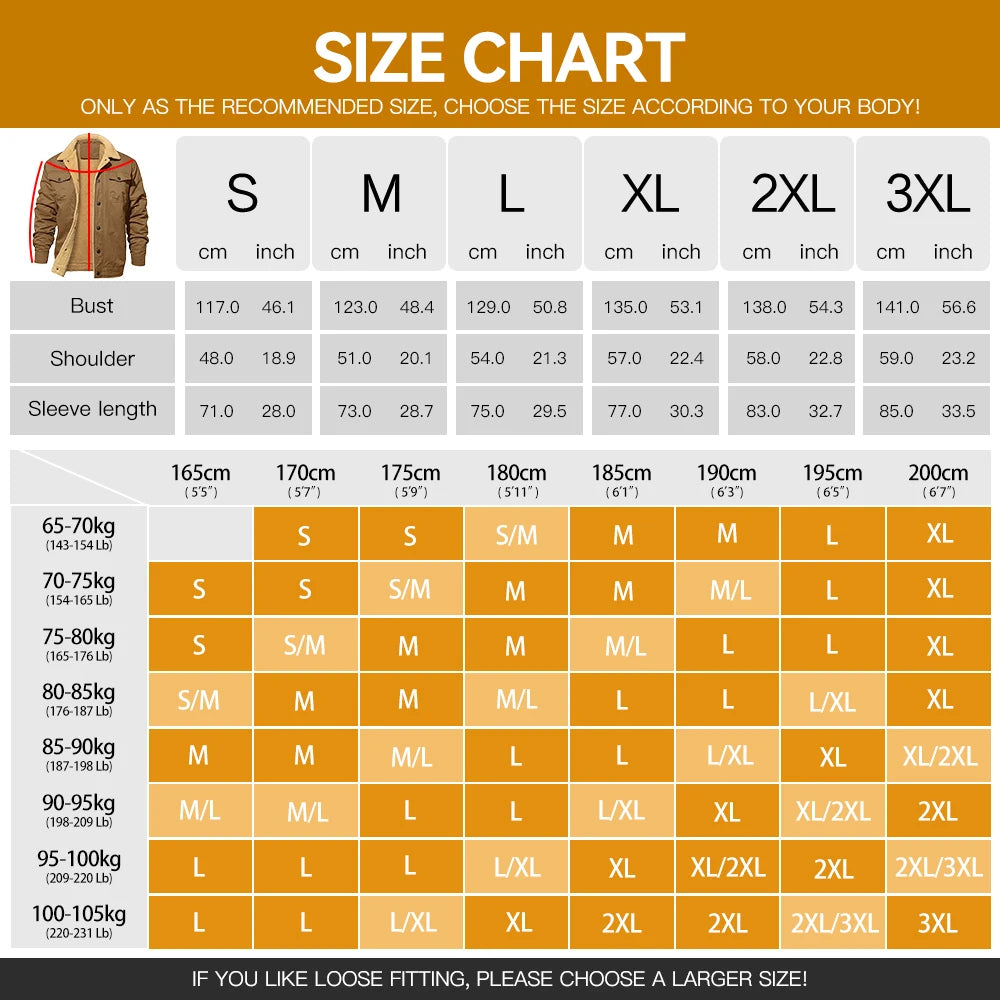 Men's Jackets Winter Windproof Warm Faux Shearling Lined Warm Coat Black Buttoned Parka Pockets Casual High Quality Tops US Size
