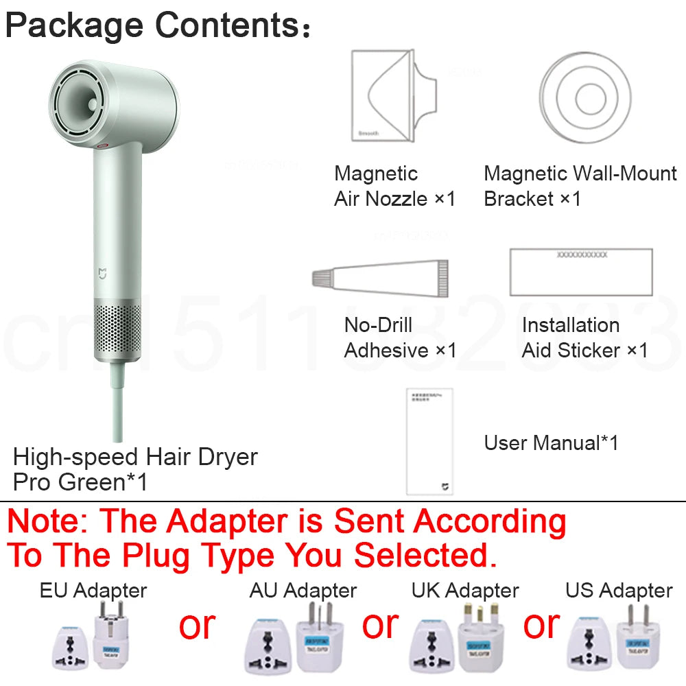 MIJIA High‑Speed Hair Dryer Pro,110k RPM,70 m/s Air,8 Airflow Modes,50 °C Constant Temp,200M Ions,CN Version With Ada