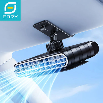 Eary Wireless Car Clip Fan for Sun Visor 3000mAh Rechargeable Portable Fan 360° Rotate 5 Speeds USB Cooling Clamp Cooler for SUV