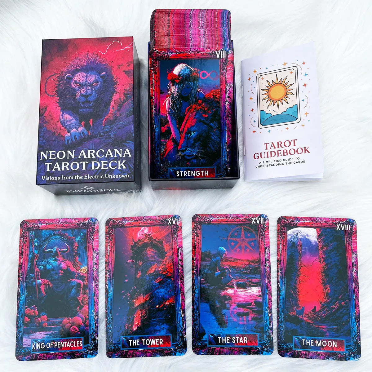 13x8cm  78 Pcs Neon Arcana Tarot Deck Visions from the Electric Unknown Paper Manual Card Games