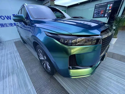 Premium Sparkle Metallic Chameleon Vinyl Wrap Film Roll Green to Gold Adhesive Decal Vehicle Car Wrapping with Air Release