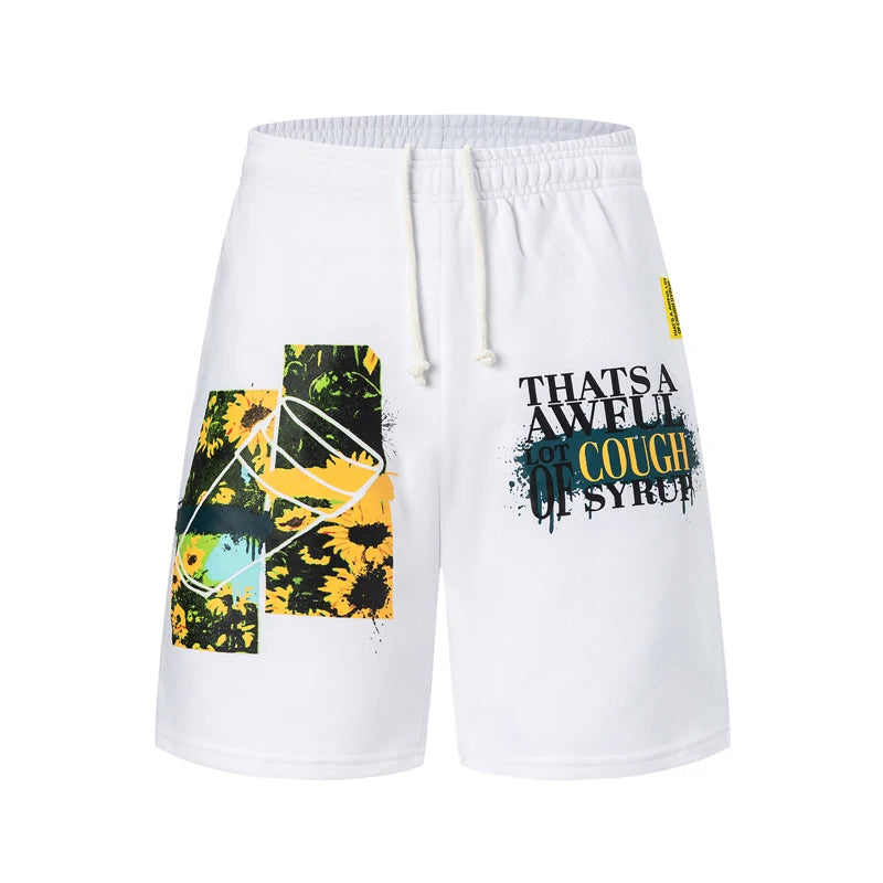 2026 New That's A Awful Lot of Cough Syrup Men's Casual Shorts Snow Mountain Print Shorts Loose Casual Beach Shorts