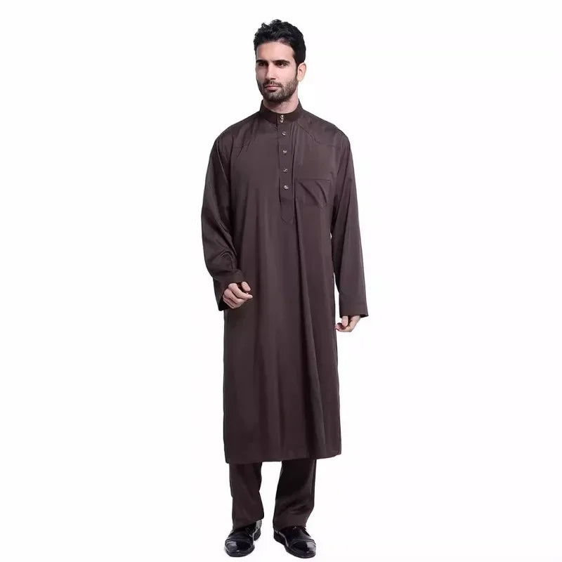 Islamic Men's Robe Set - Full Length Jumpsuit Suitable for Daily Prayer Moderate Cultural Attire for Community Travel