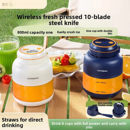 Electric milkshake machine, juicer, portable juicing bucket, multifunctional crushed ice, 800ml rechargeable juicing cup