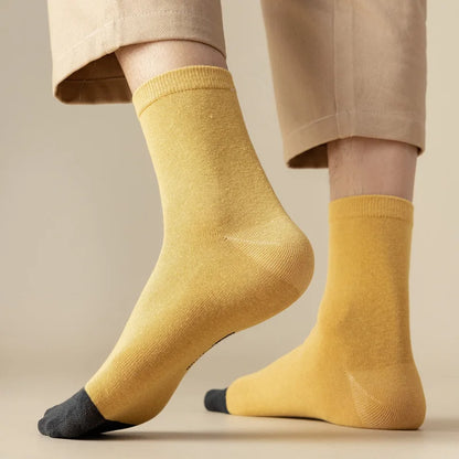 10 pairs of 100% cotton socks, men's four season striped midsole, sweat absorbing, breathable sports cotton socks
