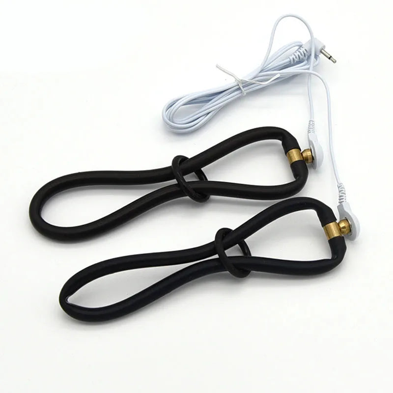Electric Shock Bdsm Cock Sheath Ball Stretcher Host Cable E-stim Penis Ring Electro Sex Toy for Men Glans Testicle Loops Massage