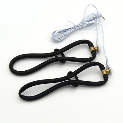 Electric Shock Bdsm Cock Sheath Ball Stretcher Host Cable E-stim Penis Ring Electro Sex Toy for Men Glans Testicle Loops Massage