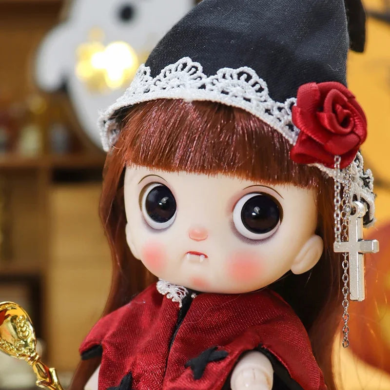 Ob11 Bjd Doll Dolls For Girl 14cm Halloween Collectible Limited Edition Dress Bloody Makeup Cute Christmas Gift Pig Boy Magician