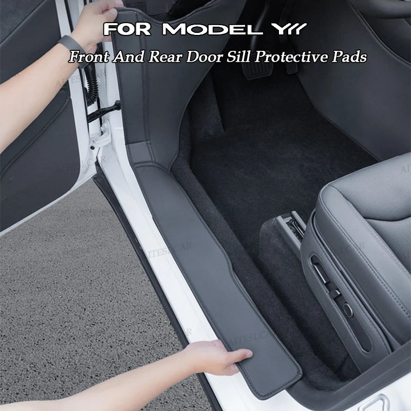 For Tesla Model Y L Launch 2025 2026+ Back Seat Cover 2PCS Leather Protector Wear-Resistant Kick Seatback Mats Accessories