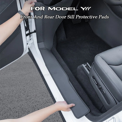 For Tesla Model Y L Launch 2025 2026+ Back Seat Cover 2PCS Leather Protector Wear-Resistant Kick Seatback Mats Accessories