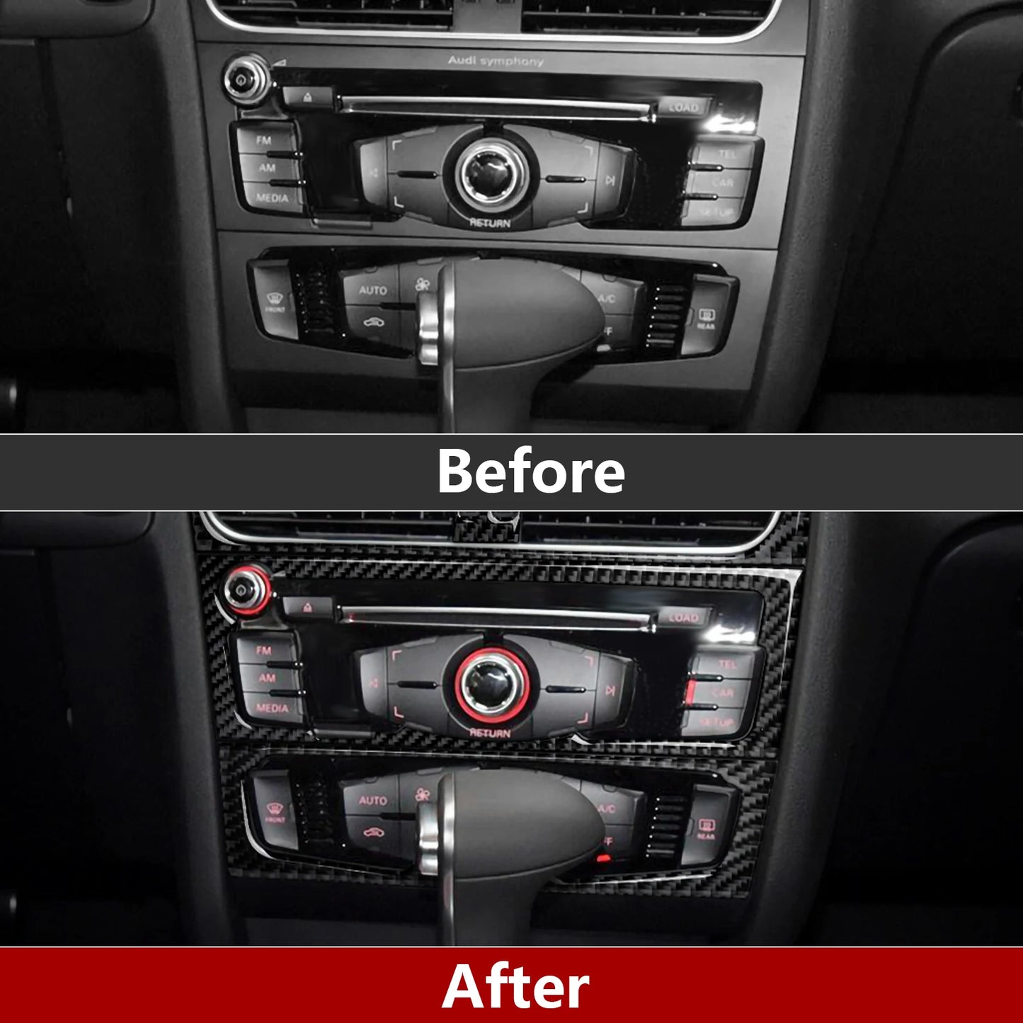Car Center Console Gear Shift Panel Set, For Audi A4 S4 RS4 A5 S5 RS5 (2007-2016) Carbon Fiber Interior Sticker Trim Accessories