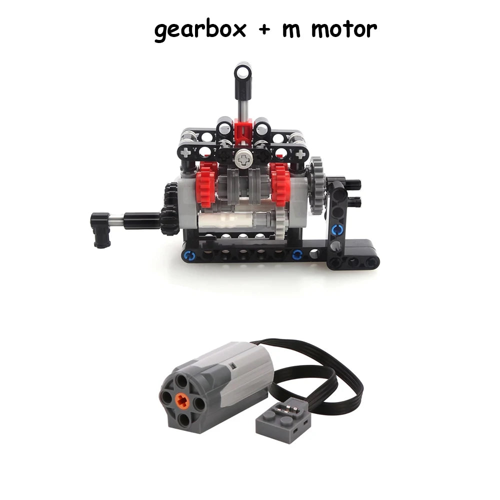 MOC High-tech 4 Speed Gearbox Model DIY Transmission Kit M Motor 8883 Power Functions Building Blocks Assemble Bricks Puzzle Toy