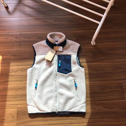 Outdoor Men's Cycling Sports Leisure Fishing Mountain Climbing Fashionable Hiking Camping Lambskin Stand-up Collar Fleece Vest