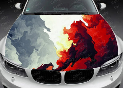 Car Accessories Hood Decal, Fire, Flame, Vinyl, Sticker, Graphic, Wrap Decals, Truck Graphic, Bonnet Sticky Paper, Skull, F150