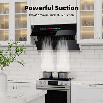 BRANO 30-inch under Cabinet Range Hood 900CFM Ventilation with Voice/Gesture/Touch Control for Modern Kitchen Ducted/Ductless Co