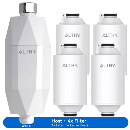 ALTHY Vitamin C Revitalizing Shower Water Filter - Reduces Chlorine Heavy Metal - Improves Dry Itchy Skin, Hair Dandruff, Eczema