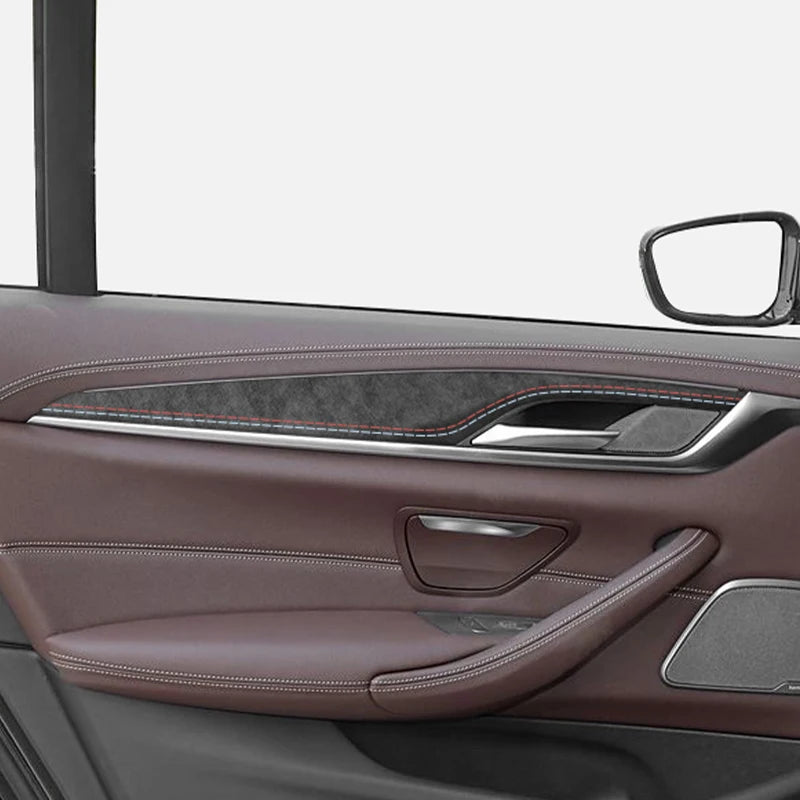 For BMW 5 Series G30 G38 Car Door Inner Handle Decorative Trim Frame Sticker Premium Interior Accessories Made of Alcantara