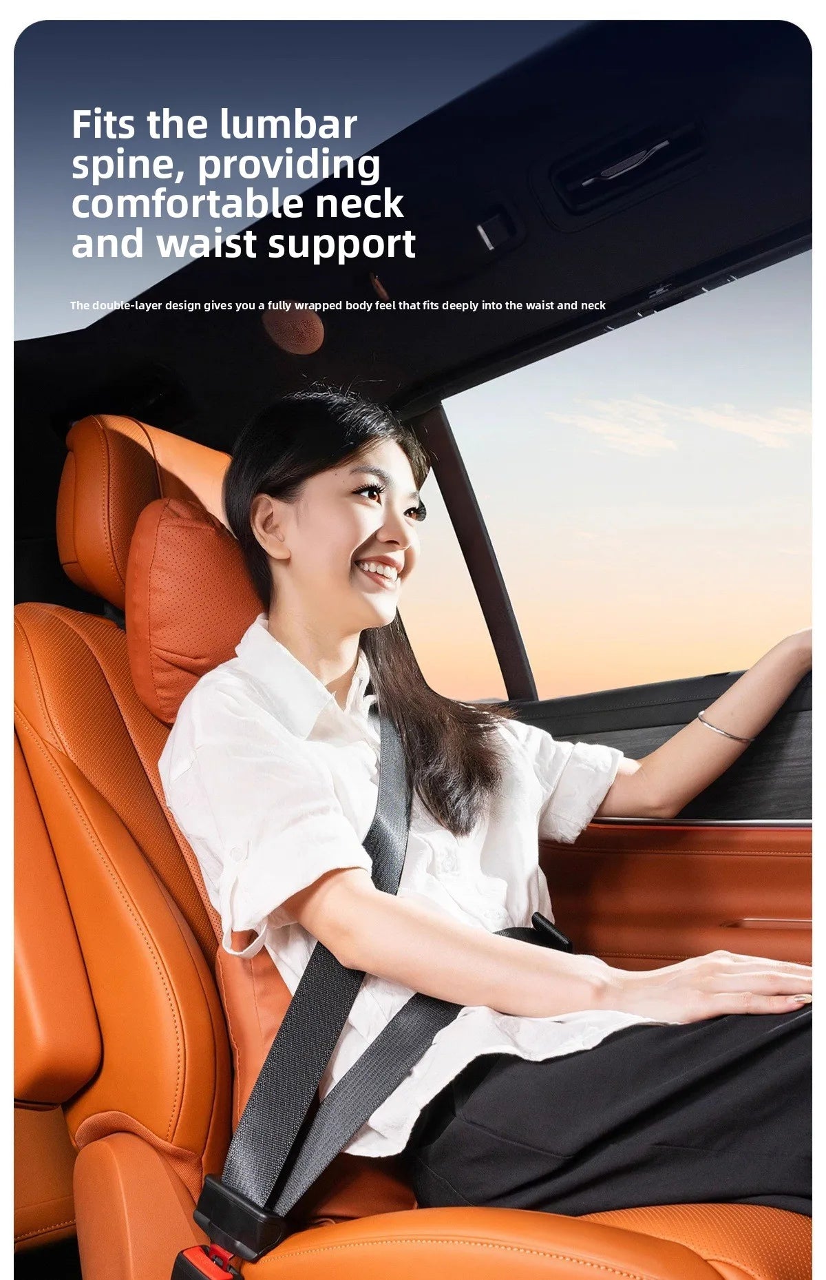 High Quality Universal Car Headrest Cushion Car Seat Neck Pillow High-grade Leather Breathable Lumbar Support Car Pillow