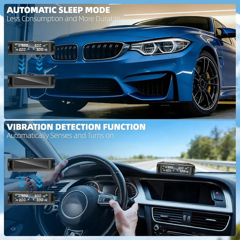 YNF Tire Pressure Monitor: 4 external sensors compatible Real-time tire pressure Temperature monitoring Non-destructive installa