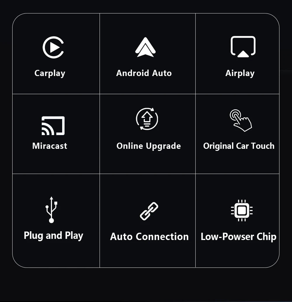 2026 Upgrade 4-in-1 Wireless Carplay Mirror Link Adapter Wired to Wireless Android Auto Plug & Play 5GHz WIFI For Wired Carplay