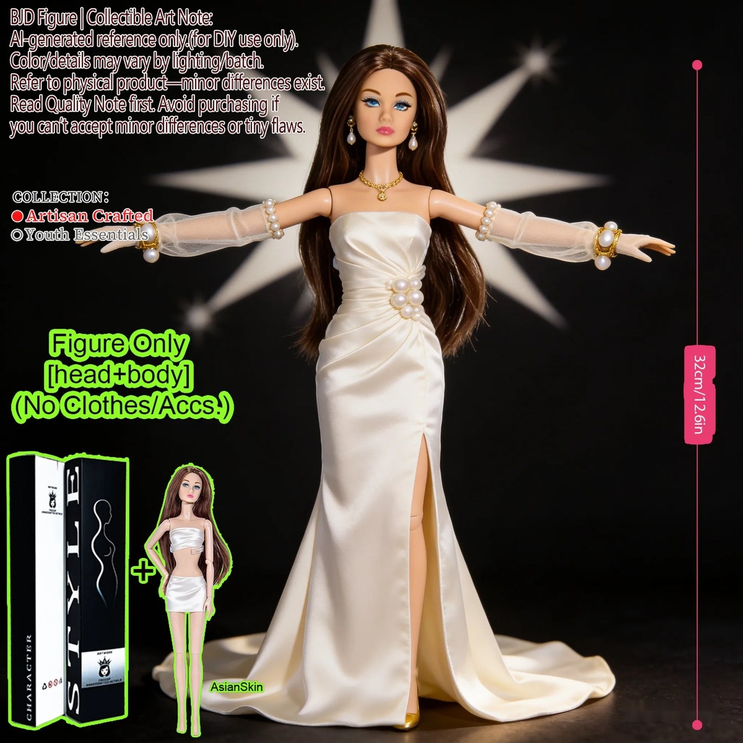 BJD MJD 1/6 Realistic Supermodel Doll 12.6 Inch Ball Jointed Articulated Posable Collectible NoClothes