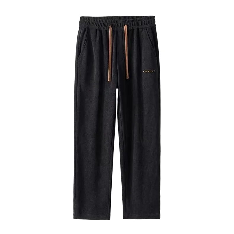 Men's Casual Thickened Fleece Lined Corduroy Straight Leg Loose Fit Autumn Winter Fashionable Brand Pants Leisure Trousers