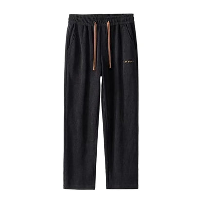 Men's Casual Thickened Fleece Lined Corduroy Straight Leg Loose Fit Autumn Winter Fashionable Brand Pants Leisure Trousers