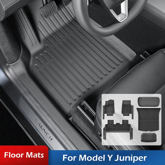For Tesla Model Y Juniper 2025 2026 Floor Mats with Door Sill Protector LHD RHD All Weather Trunk Mats Foot Liner Backrest Mats