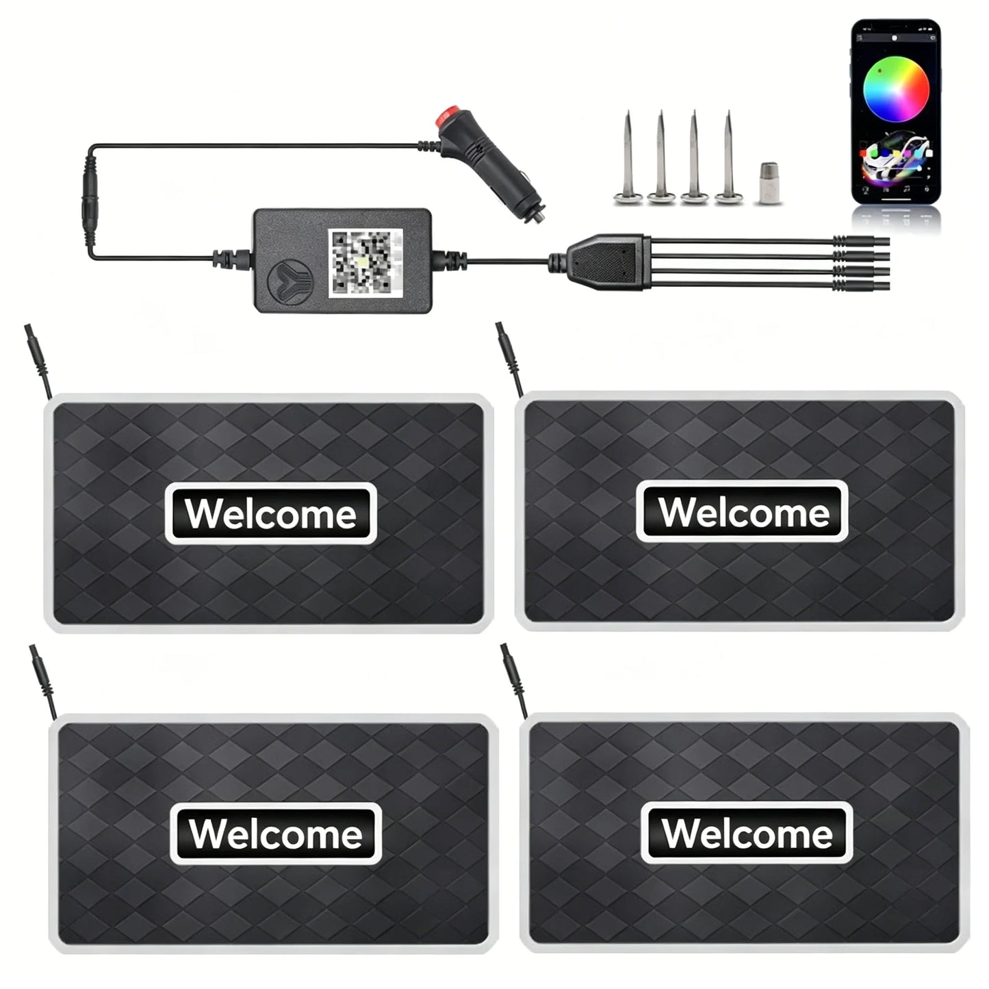 2/4 in 1 Car Floor Mat Ambient Light RGB LED Light App Control Customizable Interior Decorative Atmosphere Lamp Auto Accessories