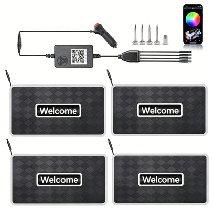 2/4 in 1 Car Floor Mat Ambient Light RGB LED Light App Control Customizable Interior Decorative Atmosphere Lamp Auto Accessories