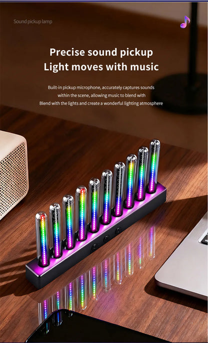 Sound Control Pickup Light Dynamic Gradient RGB Ambient Light Universal Car Air Vent Dashboard Ornament LED Interior Decor Light