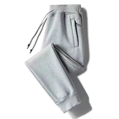 Men's Fleece Lined Loose Fit Trousers Korean Style Casual Pants with Pockets Zipper Closure Autumn Winter Outerwear Cargo Pants