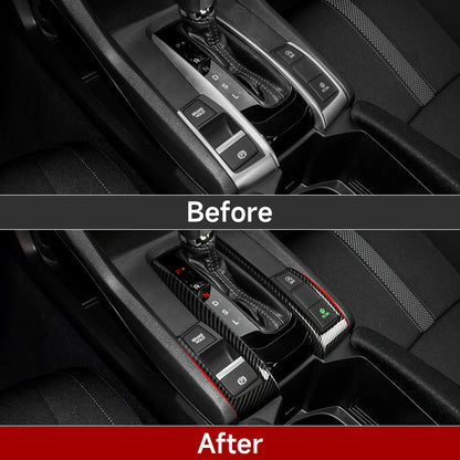 For Honda Civic 10th Gen (2016 -2021) Interior Accessories, Car Center Console Gear Shift Panel , Carbon Fiber ABS Trim Sticker